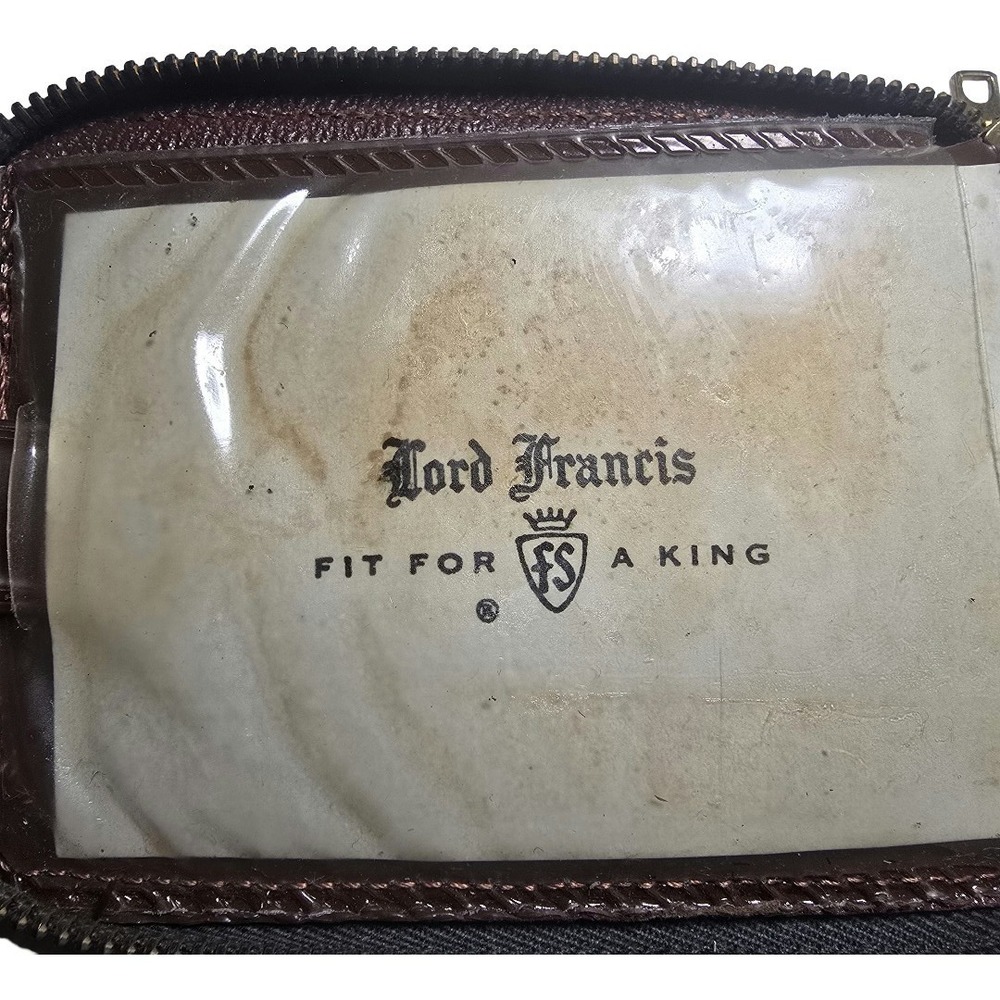 LORD FRANCIS VINTAGE 1950s 1960s Brown Leather Zip Wallet Coin ID Holder - Picture 10 of 14